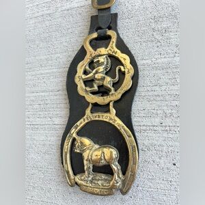 Vintage Leather Horse Harness Decoration with Brass Medallions – Suffolk Punch